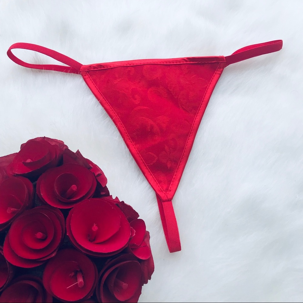 Vintage Red Paisley Print Thong